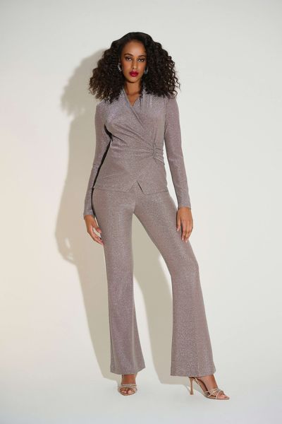 Signature Novelty Knit Wrap-Style Fitted Top Taupe
