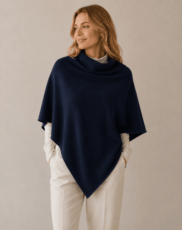 Marineblå poncho