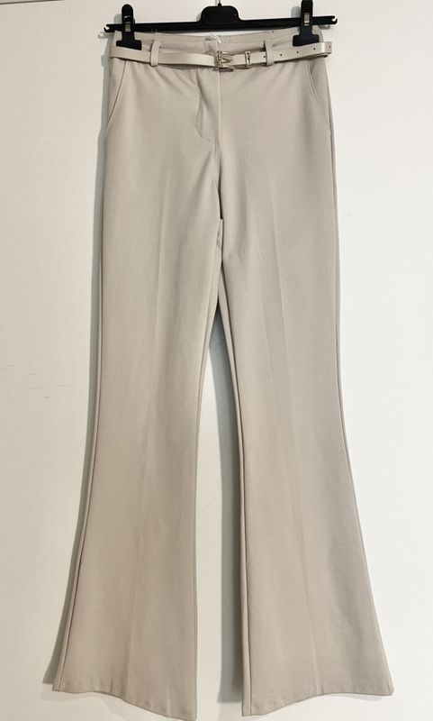Beige Flared Chinos