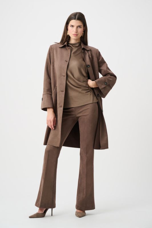 Scuba Suede Flared Pull-On Pants Mink