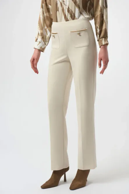 Hovedbilde Scuba Crepe Straiht Pull Up Pants Beige
