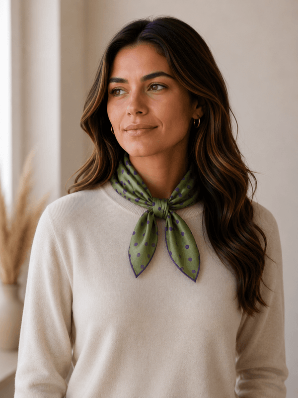 Passagatti silke skjerf lilla dots