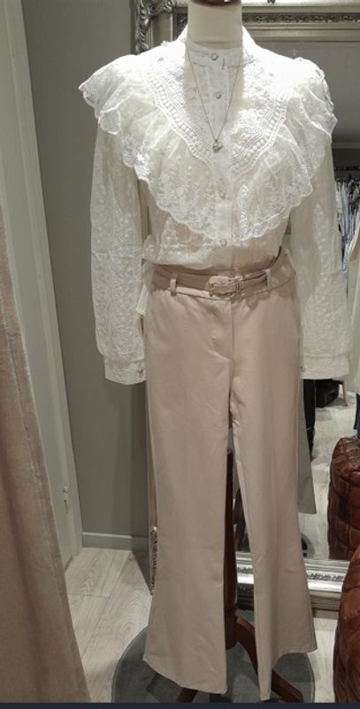 Beige Flared Chinos