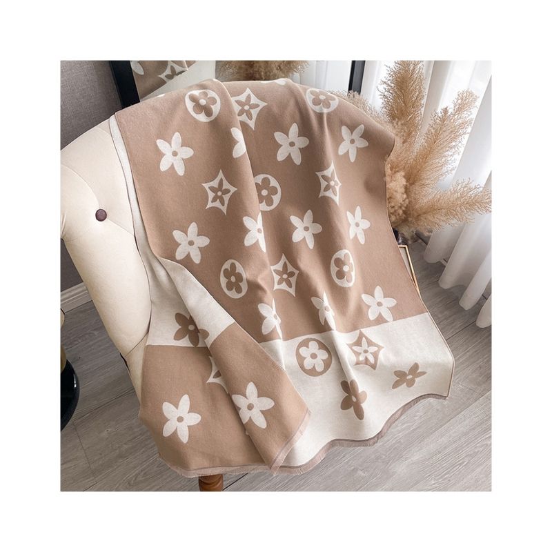Sjal beige  cream print