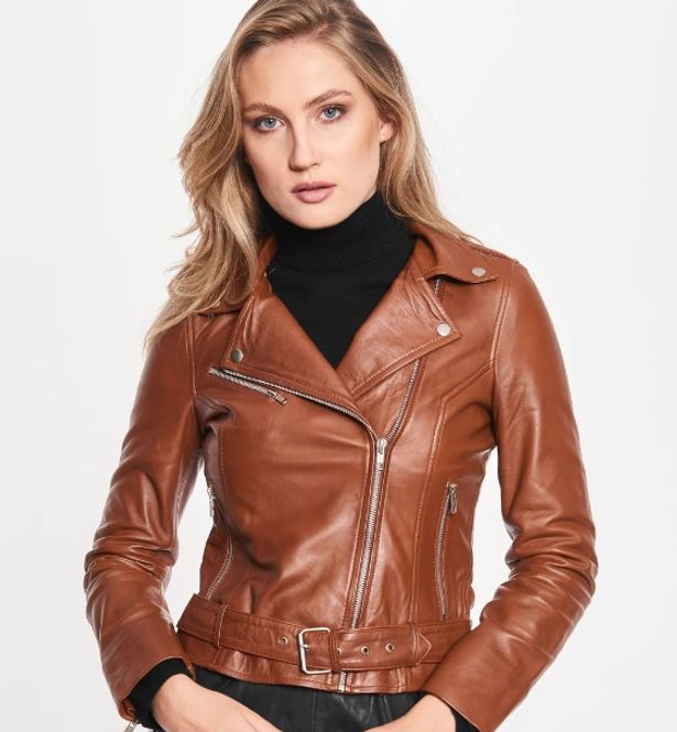 Hovedbilde Notyz Skinnjakke Cognac Brun