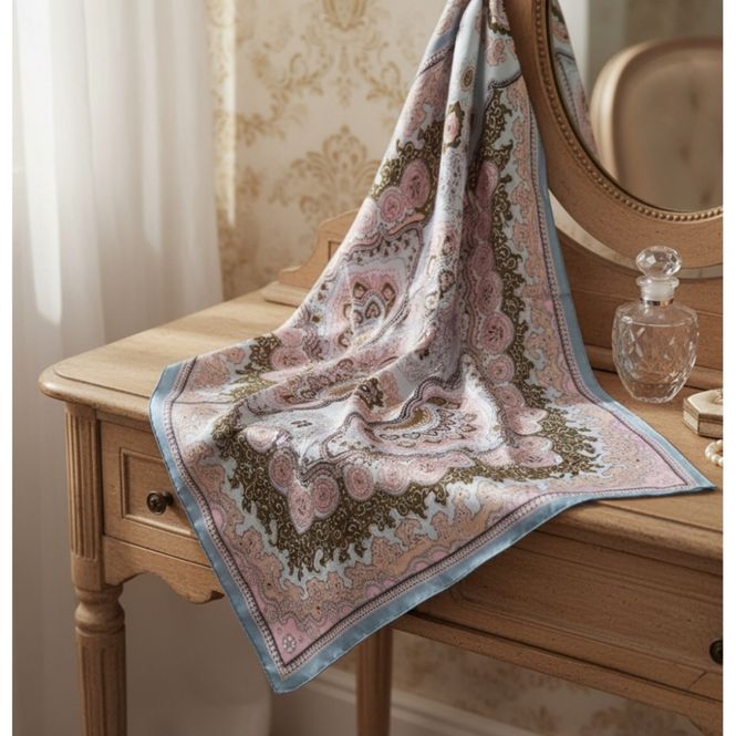 Hovedbilde Skjerf med lyseblått print